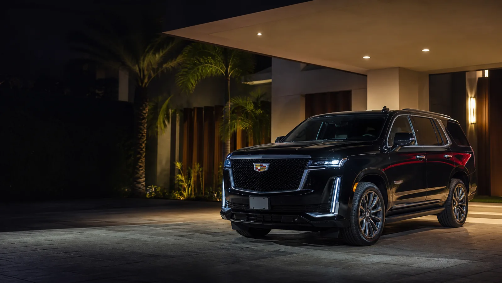 Black 2022 Cadillac Escalade arriving for a scheduled private pickup